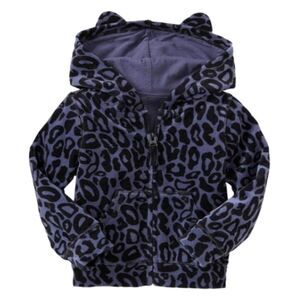 NEW Baby Gap kids girls 2 2T Blue black velour leopard hoodie yoga jacket zip up